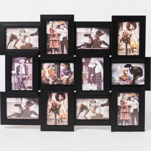 Combination of 12 Black 6×4 Frames Combination display of twelve black 6×4 photo frames