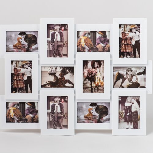 Combination of 12 White 6×4 Frames Combination display of twelve white 6×4 photo frames
