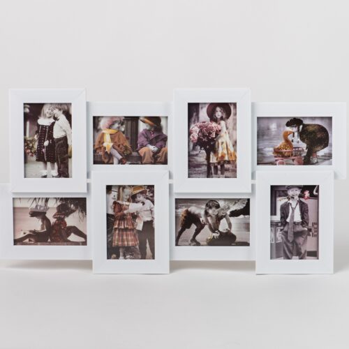 Combination of 8 White 6×4 Frames Combination display of eight white 6×4 photo frames