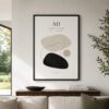 A0 Black Poster Frame in Lounge – Square Product Image Full black A0 poster frame displayed above a contemporary lounge sofa