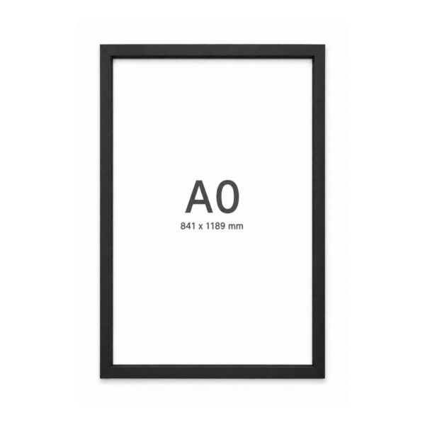 Full front view of a black A0 poster frame for 841 × 1189 mm artwork