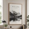 A0 Natural Wood Poster Frame – Square Product Image Full natural wood A0 poster frame displayed in a bright home office