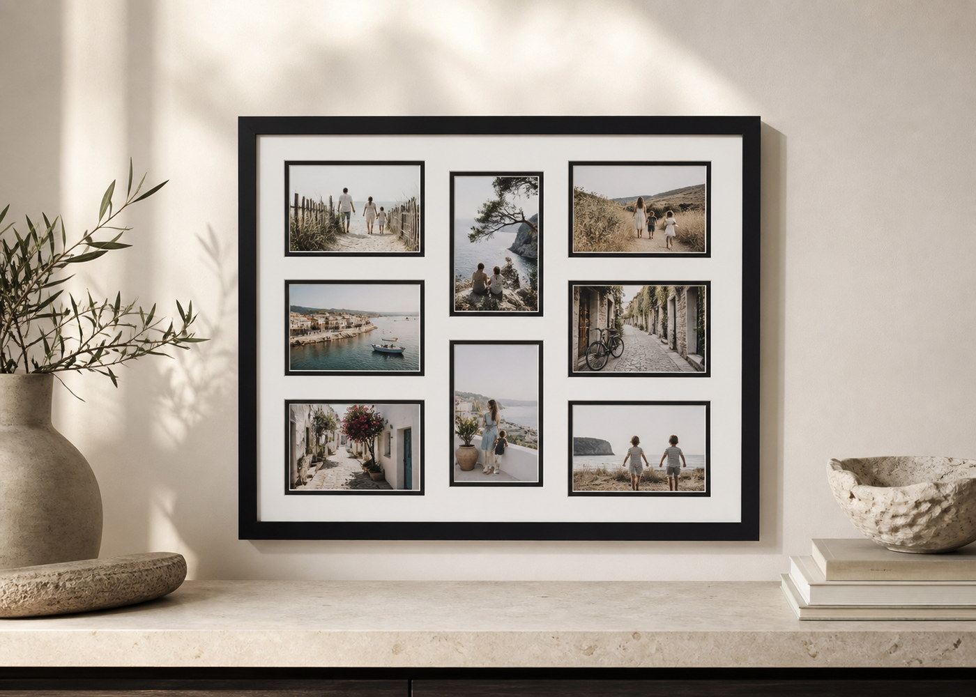 Black multi-opening collage frame
