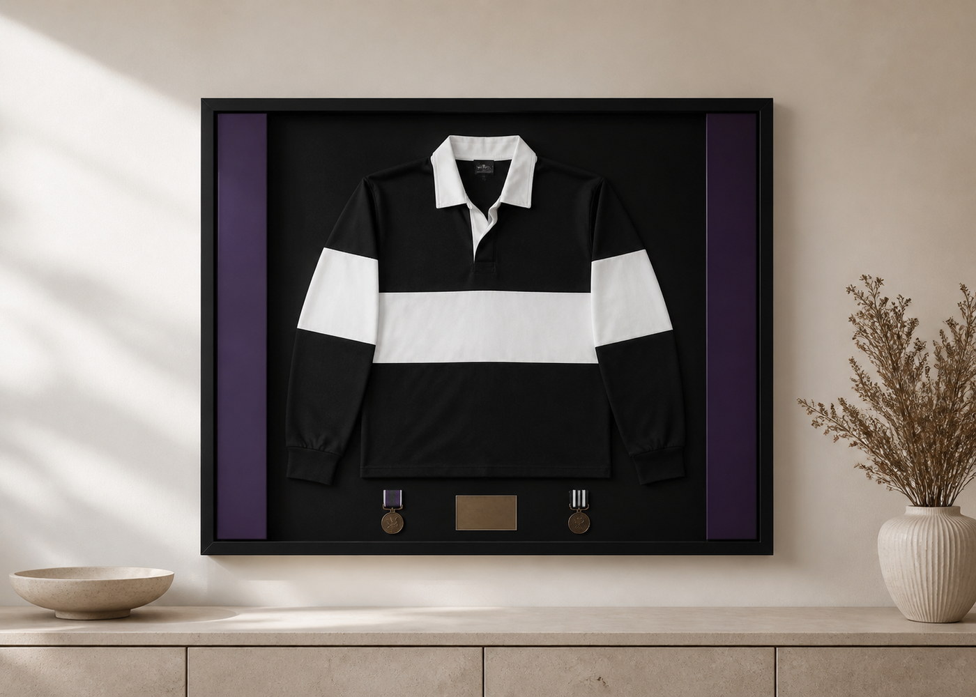 Professionally framed rugby jersey